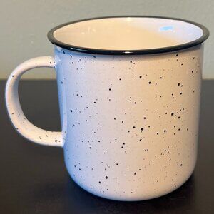 HOLIDAY TIME White & Black Speckled Oversized Wide-Mouth Ceramic Camping Mug